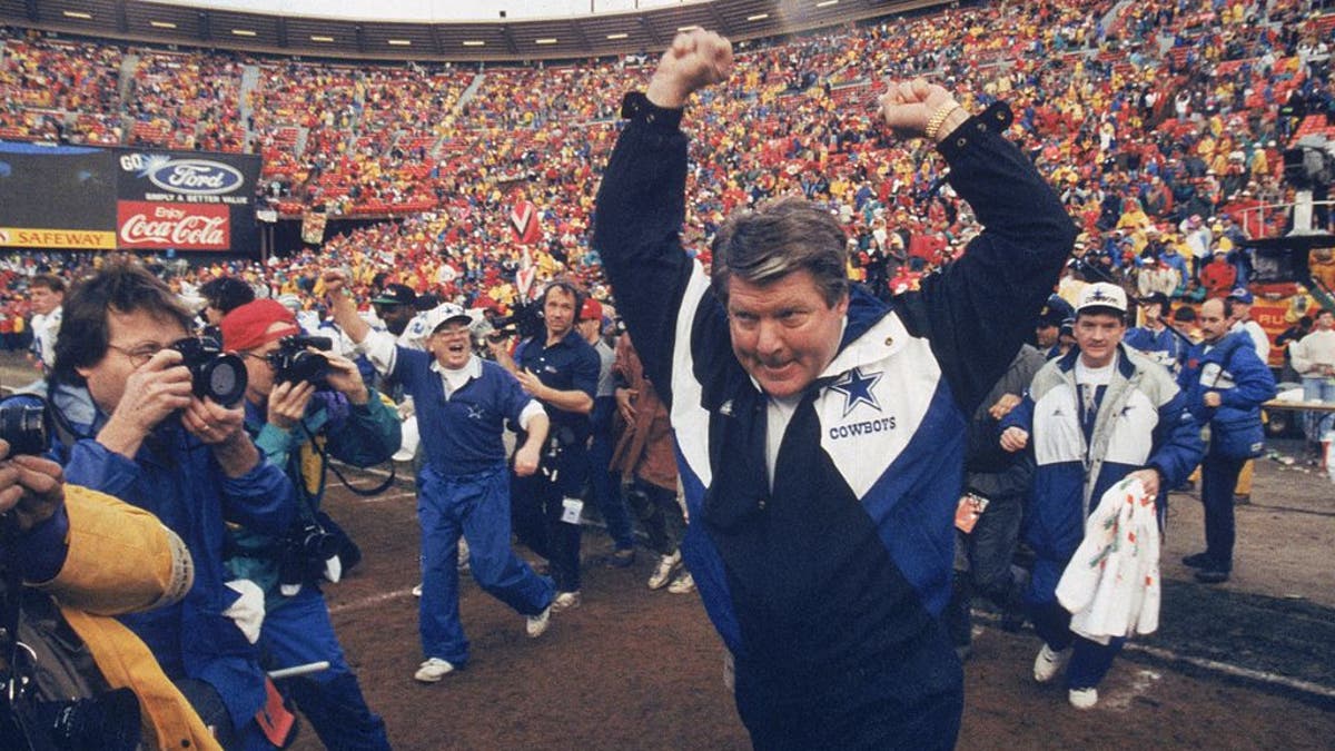 Jimmy Johnson led the Cowboys to two straight Super Bowl titles before leaving for the Dolphins after the 1993 season. (Photo by James Smith/Getty Images)