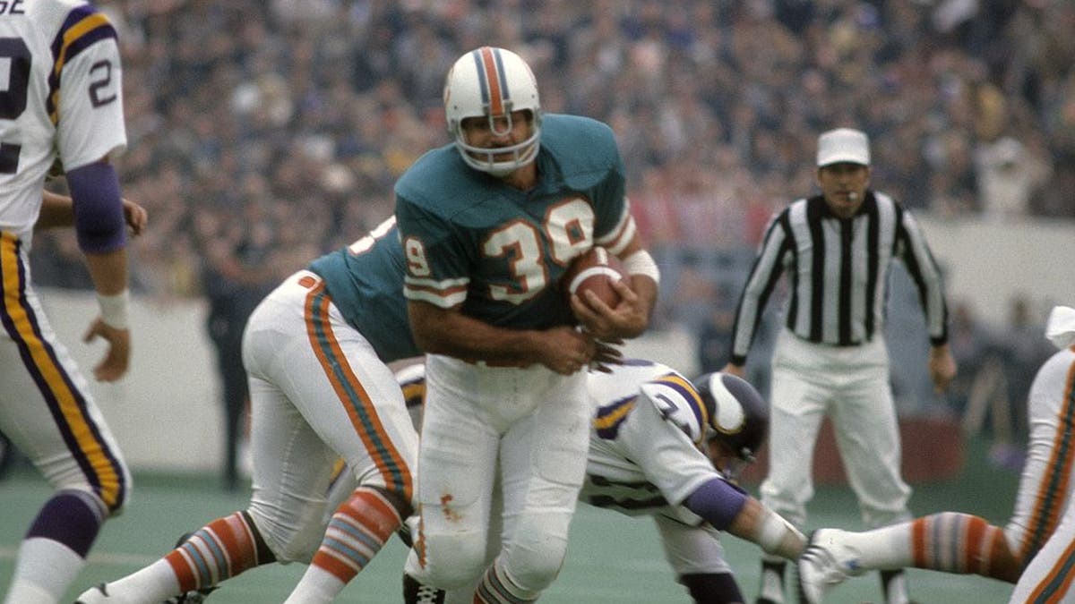 Running back Larry Csonka closed out Miami's second straight title with 145 rushing yards and two touchdowns in Super Bowl VIII. (Photo by Focus on Sport/Getty Images)