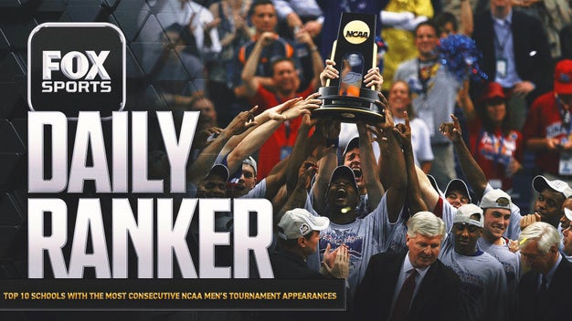 Which schools have the most consecutive NCAA Men's Tournament appearances of all time?