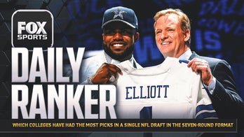 Which schools have had the most picks in a single NFL draft in the seven-round format?