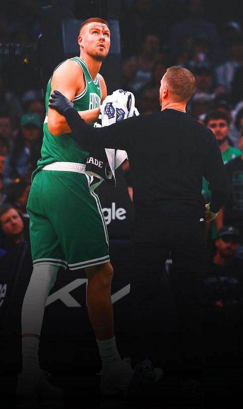 Kristaps Porzingis bloodied as Celtics take 2-0 series lead over Magic