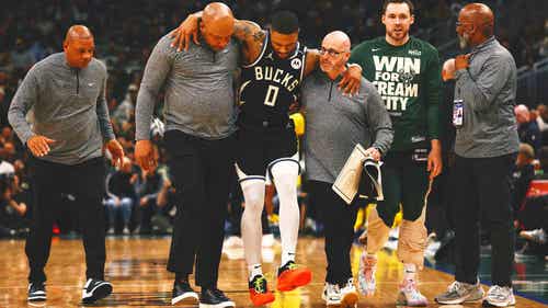 NEXT Trending Image: Bucks star Damian Lillard tears Achilles, putting his 2025-26 season at risk