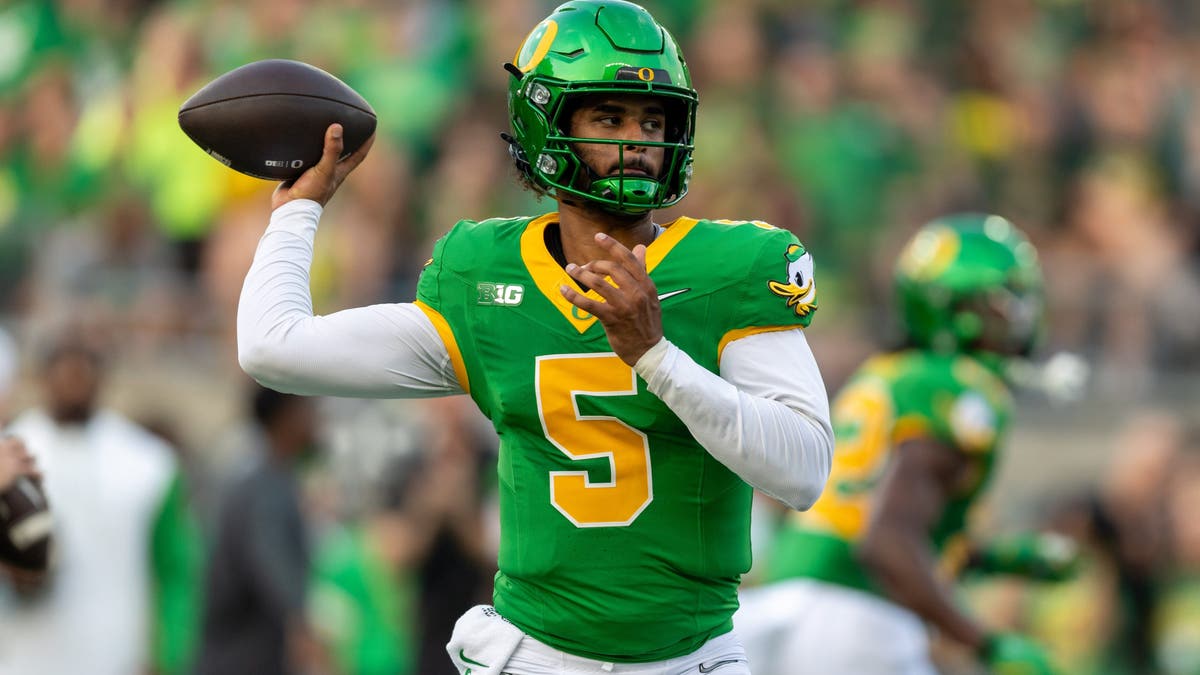 Former UCLA QB Dante Moore will likely replace Dillon Gabriel as Oregon's starting quarterback in 2025. (Photo by Tom Hauck/Getty Images)