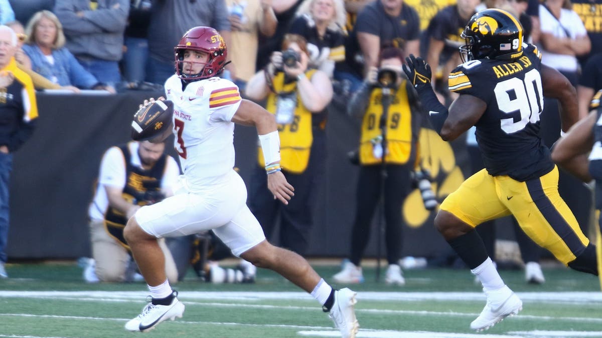 Rocco Becht #3 and the Iowa State Cyclones will take on in-state rival Iowa on Sept. 6 on FOX. (Photo by Matthew Holst/Getty Images)