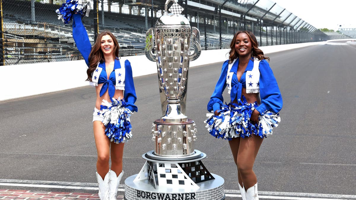 The Borg-Warner trophy is now taller than Dallas Cowboy's cheerleaders. (Photo by Brian Spurlock/Icon Sportswire via Getty Images)