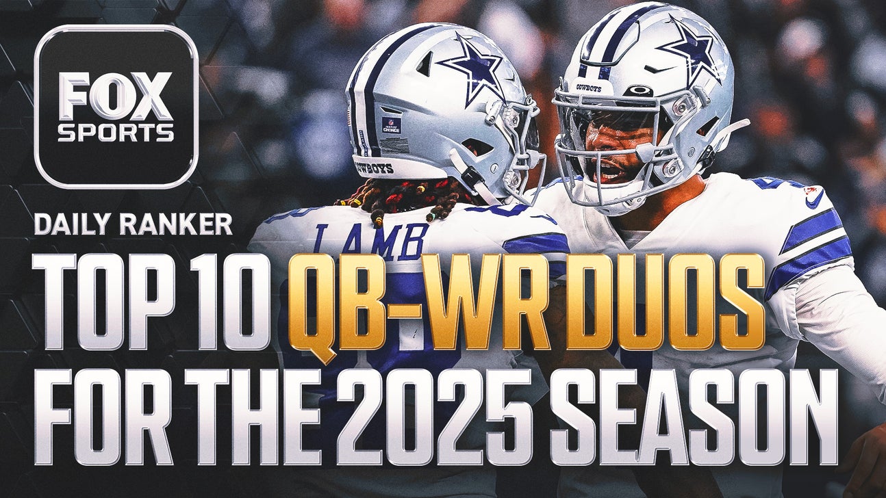 Who are the top 10 QB-WR duos in the NFL entering 2025 season?