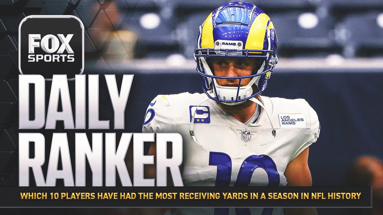 Which 10 players have had the most receiving yards in a season in NFL history?