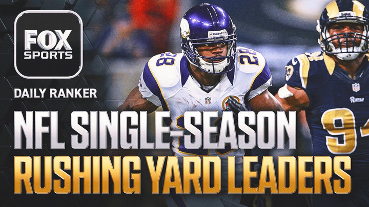Which NFL players have rushed for the most yards in a single season?