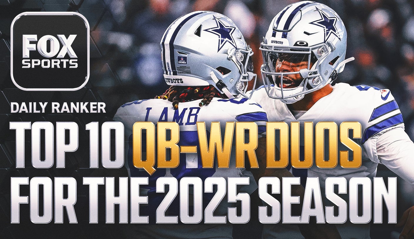 Who are the top 10 QB-WR duos in the NFL entering 2025 season?