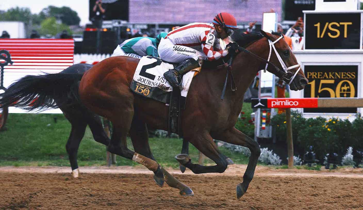 Journalism fights through crowd to complete comeback win at the Preakness