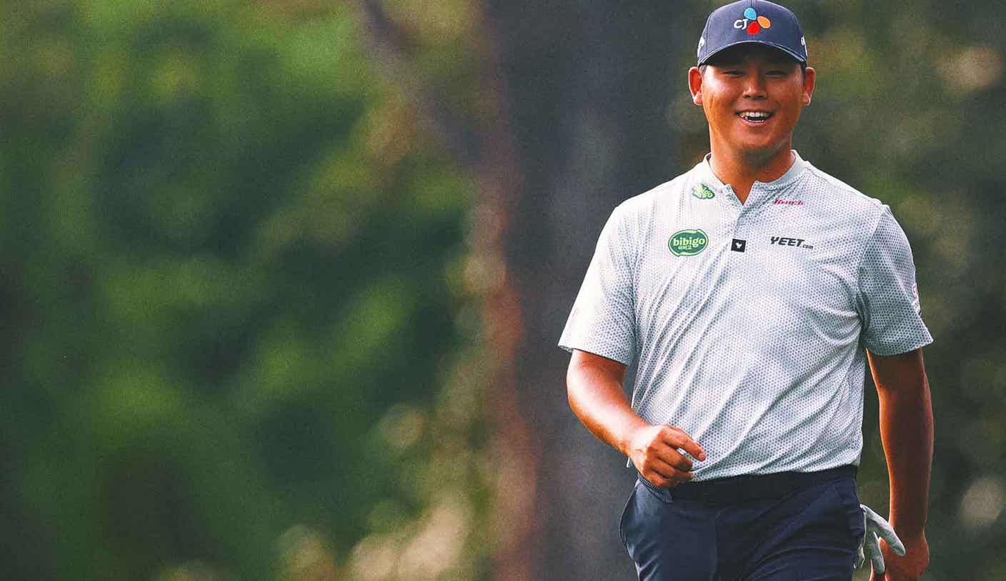 Si Woo Kim hits, then celebrates longest hole-in-one in major championship history
