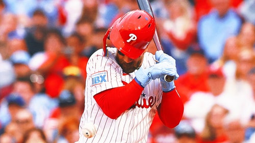 MLB Trending Image: Phillies' Bryce Harper leaves game with bruised elbow when hit by pitch, X-ray negative