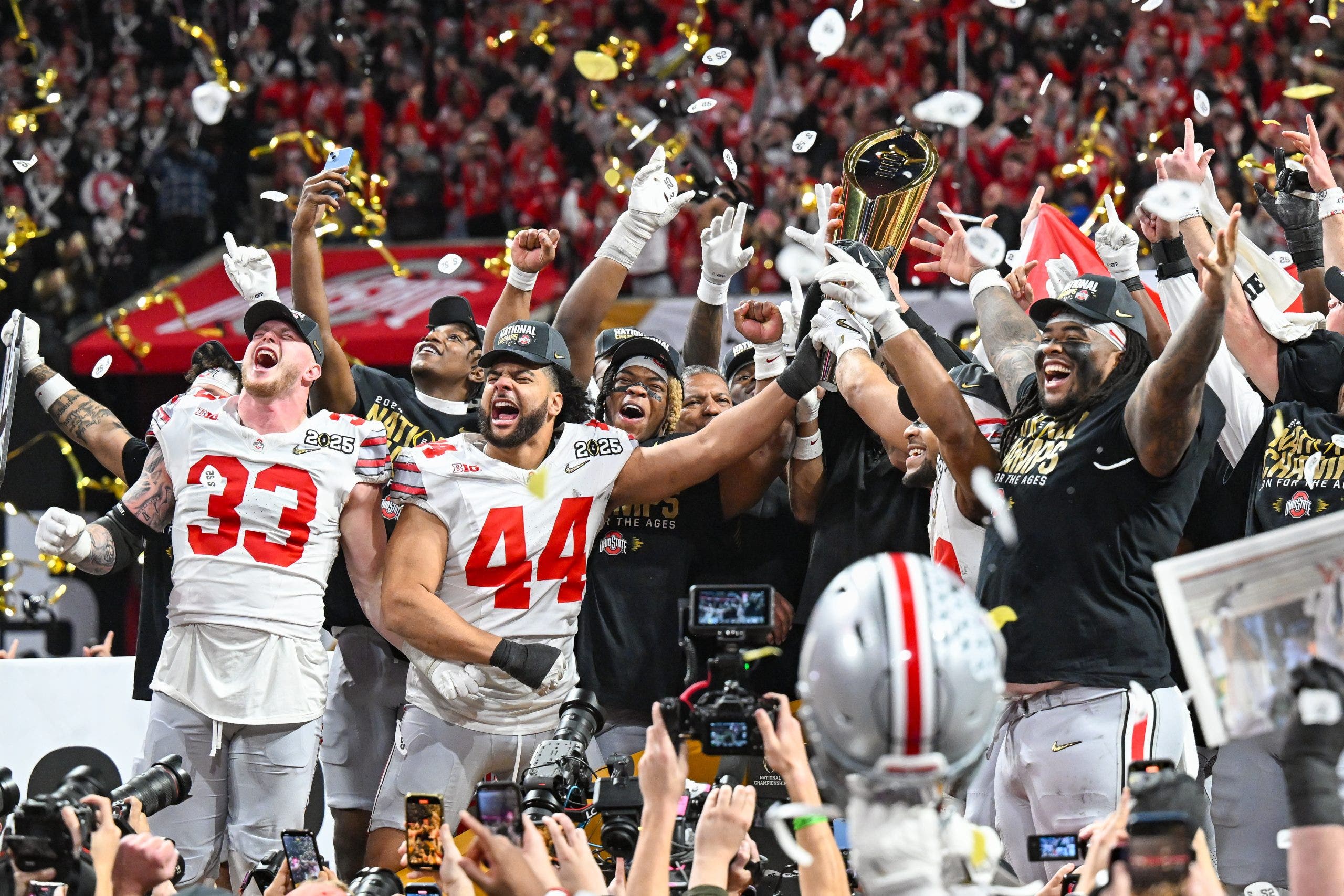 Ohio State won all four of its CFP games by double digits after losing its final game of the regular season. (Photo by Rich von Biberstein/Icon Sportswire via Getty Images)