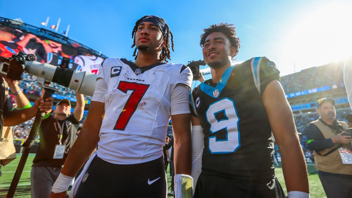Bryce Young (right) and C.J. Stroud, the first two picks of the 2023 NFL Draft, have had their share of ups and downs in their first two NFL seasons. (Photo by David Jensen/Icon Sportswire via Getty Images)