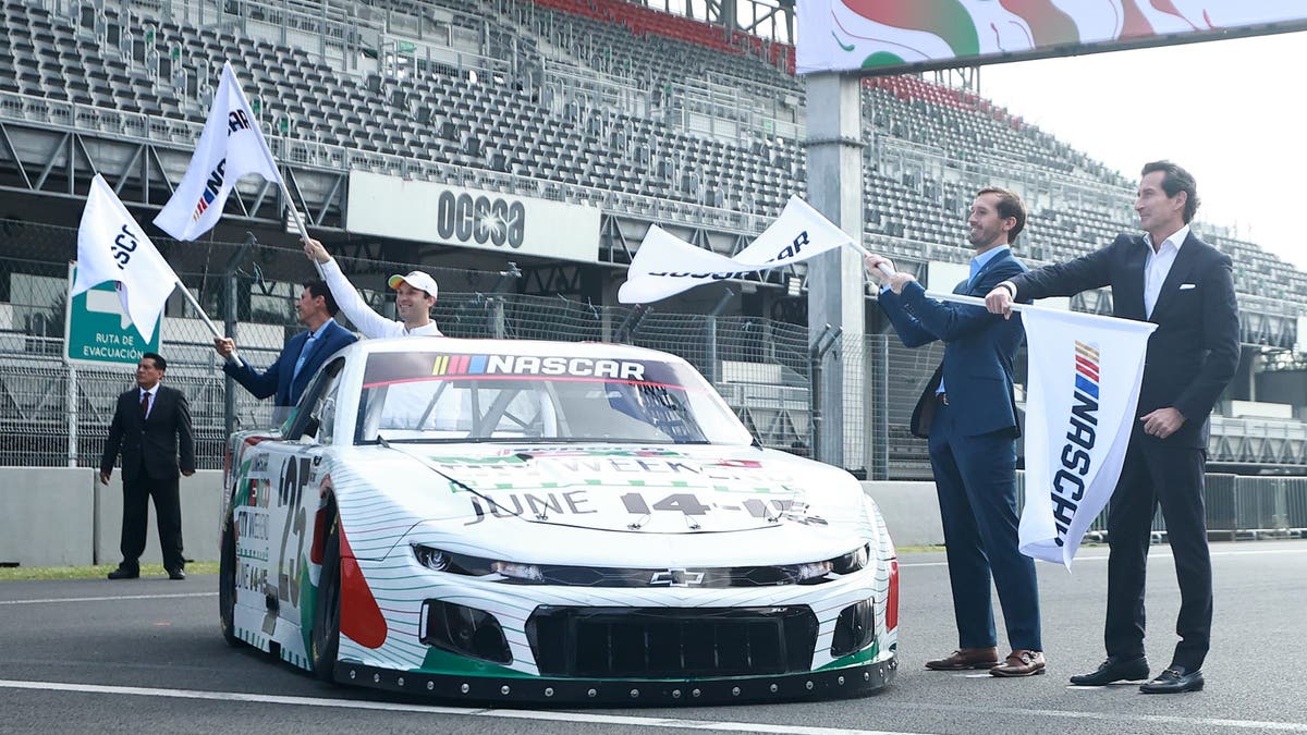 August 2024 — NASCAR executives join Cup Series driver Daniel Suarez to announce that the NASCAR Cup Series will race in Mexico City for the first time
