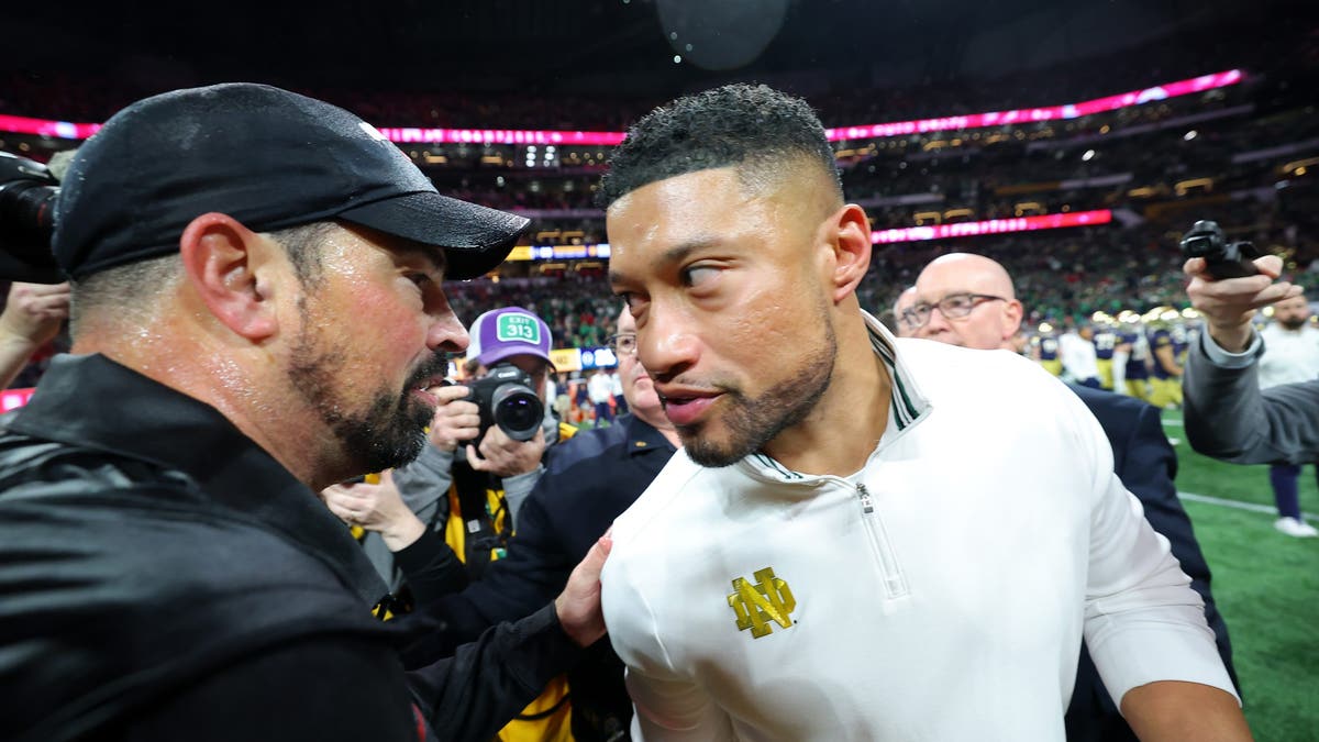 Marcus Freeman and Notre Dame lost to Ryan Day and Ohio State in the 2025 National Championship Game (Photo by Kevin C. Cox/Getty Images).