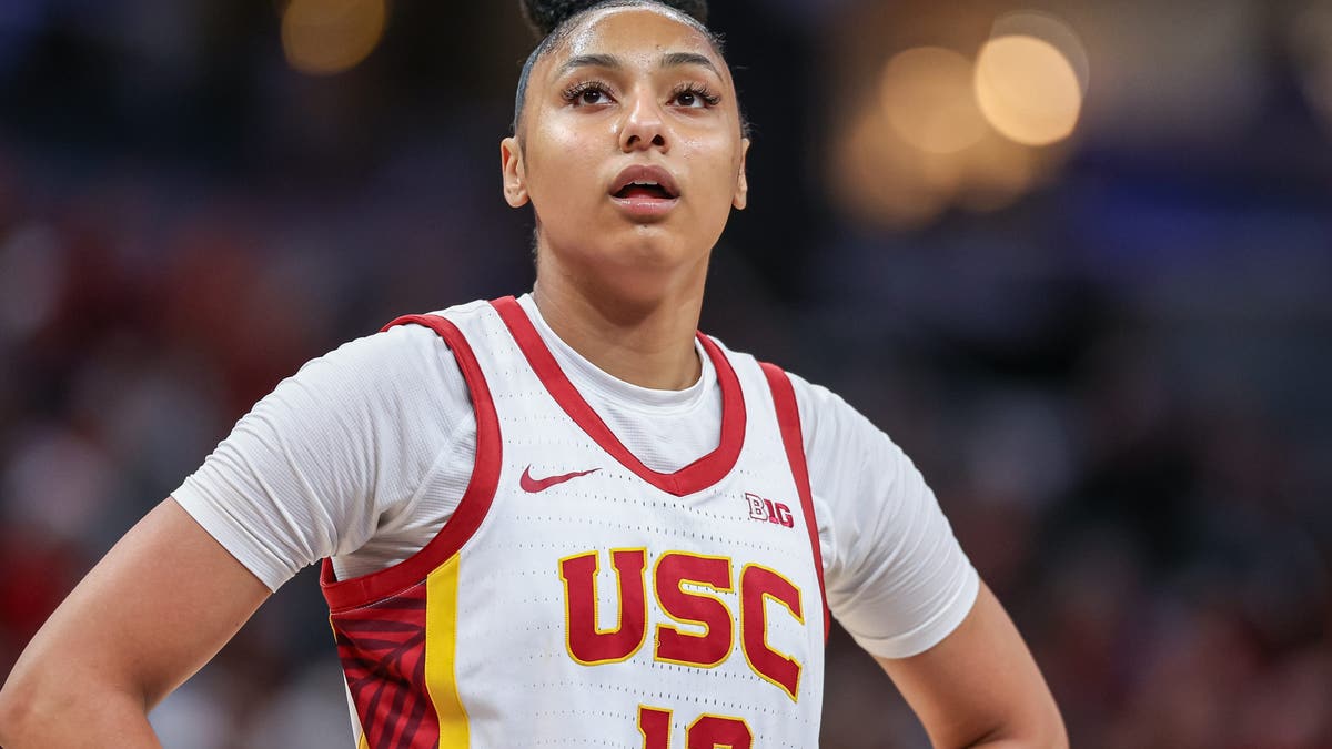 JuJu Watkins #12 of USC looks on during a game against Indiana in the Big Ten Women's Basketball Tournament. (Photo by Michael Hickey/Getty Images)
