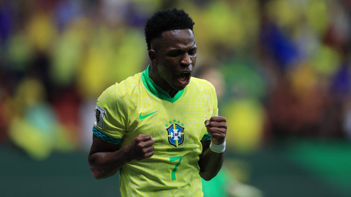 The pressure is on Vincius Junior to deliver a sixth World Cup title for Brazil, who haven't won it all since 2002. (Photo by Buda Mendes/Getty Images)