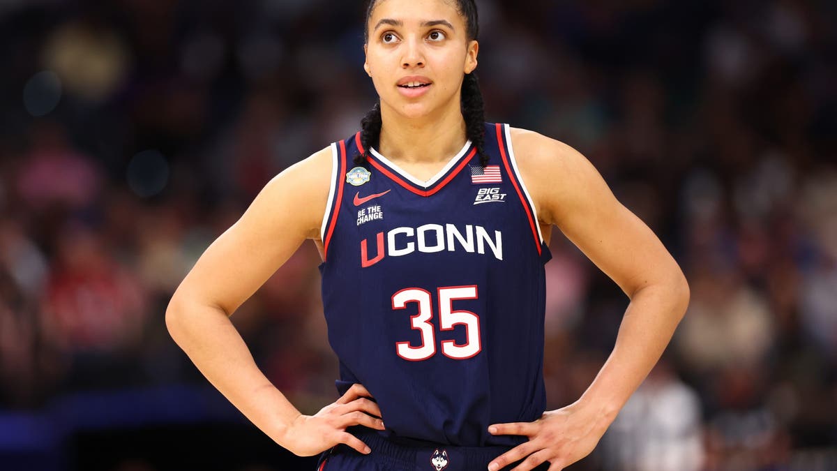 Azzi Fudd #35 of UConn looks on in the fourth quarter against South Carolina in the National Championship of the NCAA Women's Basketball Tournament. (Photo by Maddie Meyer/Getty Images)