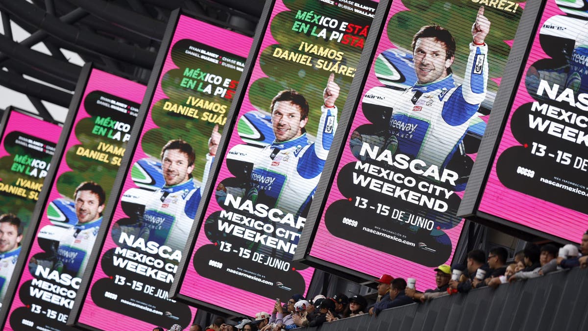 A general view of an LED display of Mexican-born NASCAR Cup Series driver Daniel Suarez at Autodromo Hermanos Rodriguez?