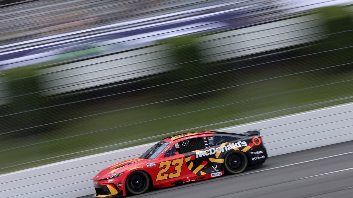 Bubba Wallace drives during qualifying for the NASCAR Cup Series The Great American Getaway 400 at Pocono Raceway