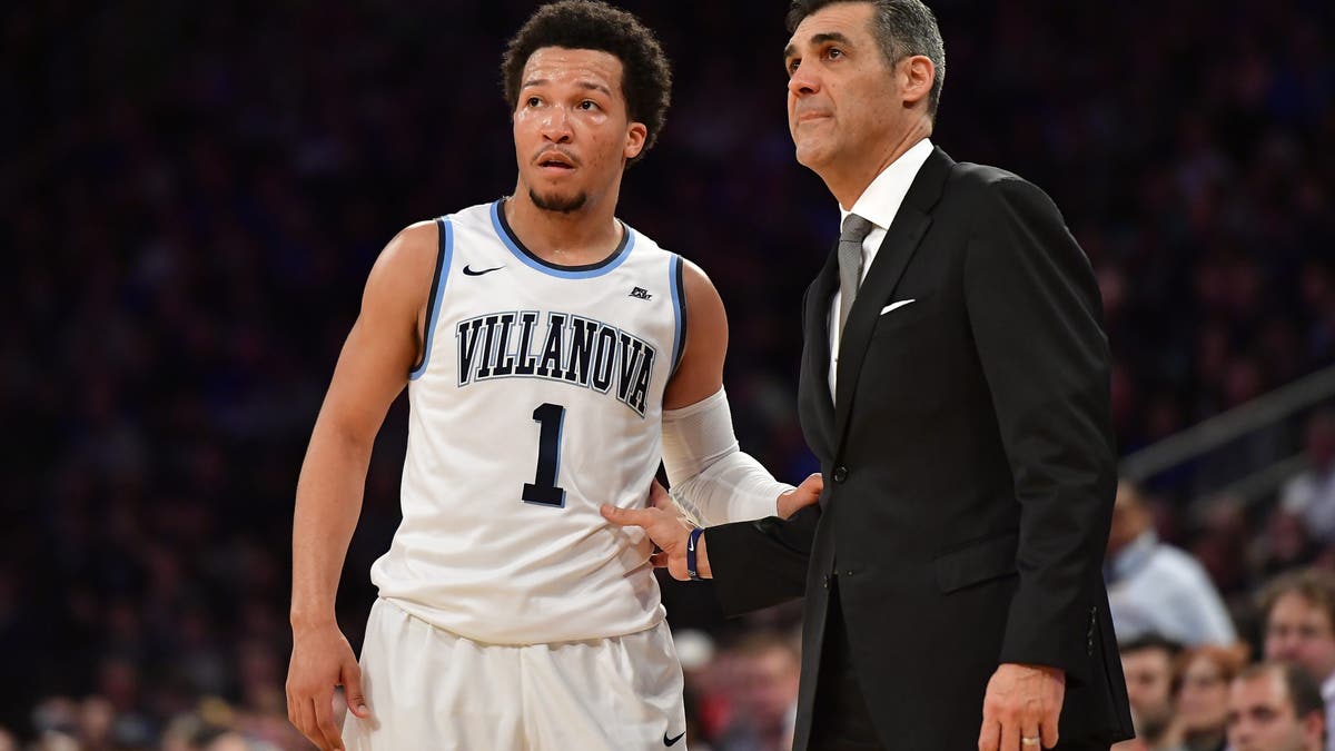 Jalen Brunson and Jay Wright won two national championships together at Villanova. (Photo by Steven Ryan/Getty Images)