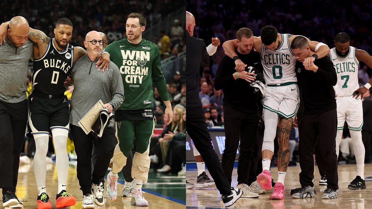 Damian Lillard and Jayson Tatum are two NBA superstars who suffered Achilles injuries in this postseason. (Getty Images)