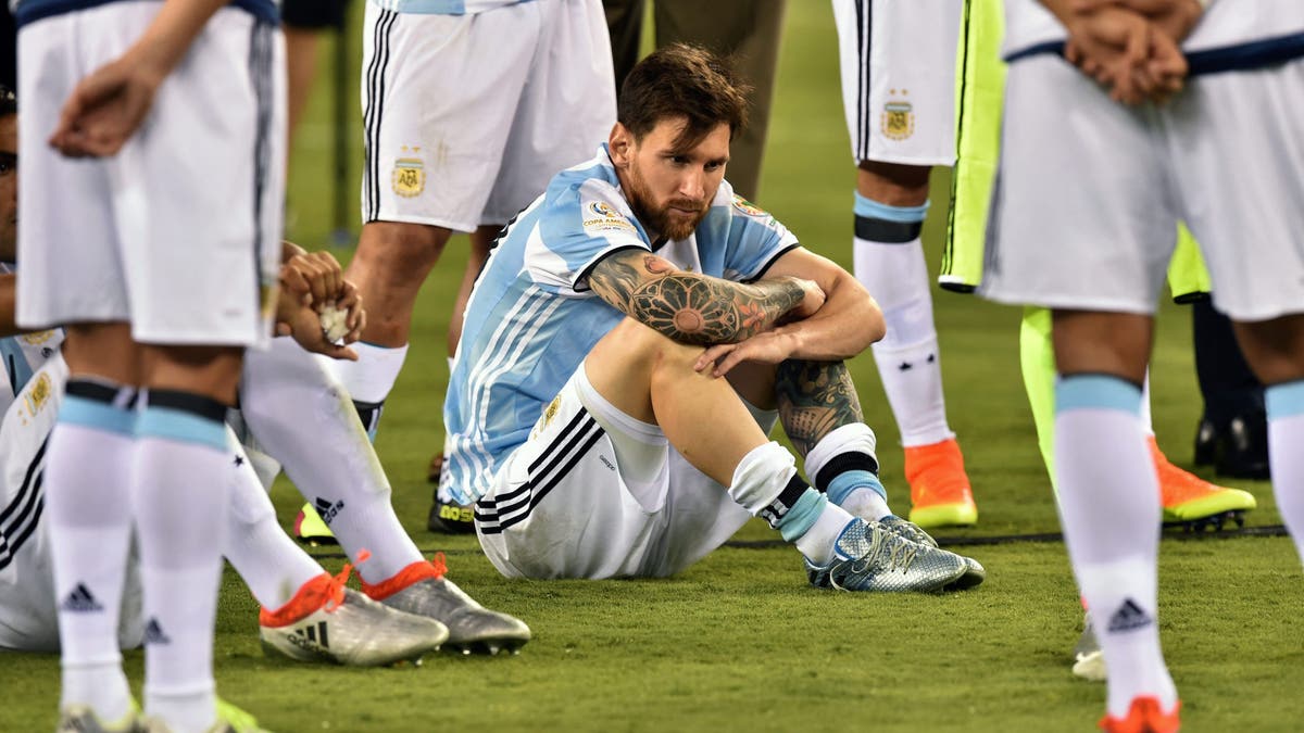 Lionel Messi shocked the world when he retired from Argentina duty after the 2016 Copa America. Luckily for the world, he came back. (Photo by NICHOLAS KAMM/AFP via Getty Images)
