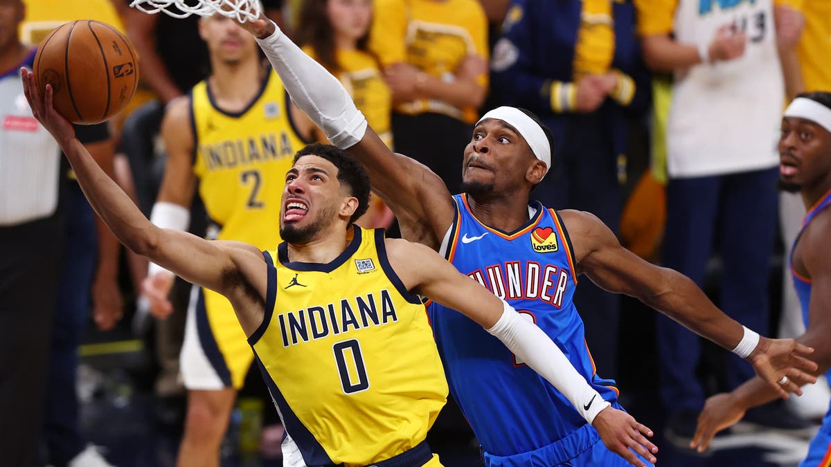 Tyrese Haliburton and the Pacers couldn't finish out the night with Shai Gilgeous-Alexander leading the Thunder to a Game 4 win. (Photo by Maddie Meyer/Getty Images)