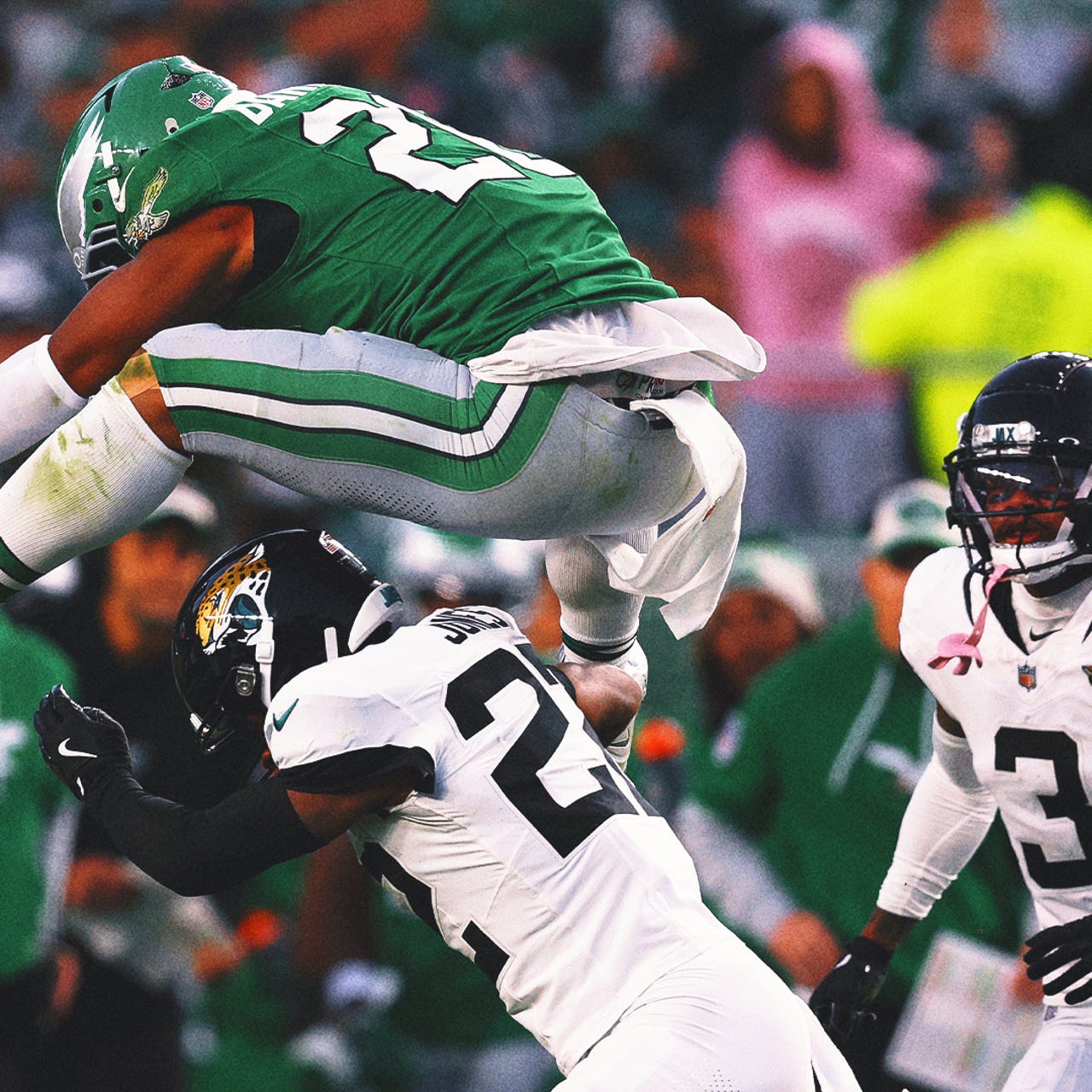 Eagles RB Saquon Barkley's reverse hurdle to grace cover of