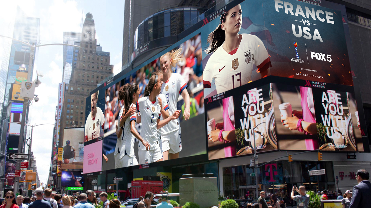 FOX Sports Simulcasts Friday's Massive U.S.-France FIFA Women's World Cup™ Quarterfinal on Times Square Mega-Zilla Screen
