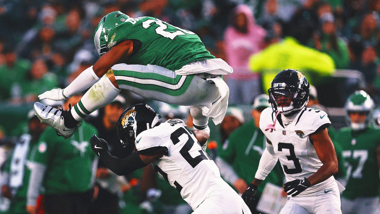 Eagles RB Saquon Barkley's reverse hurdle to grace cover of