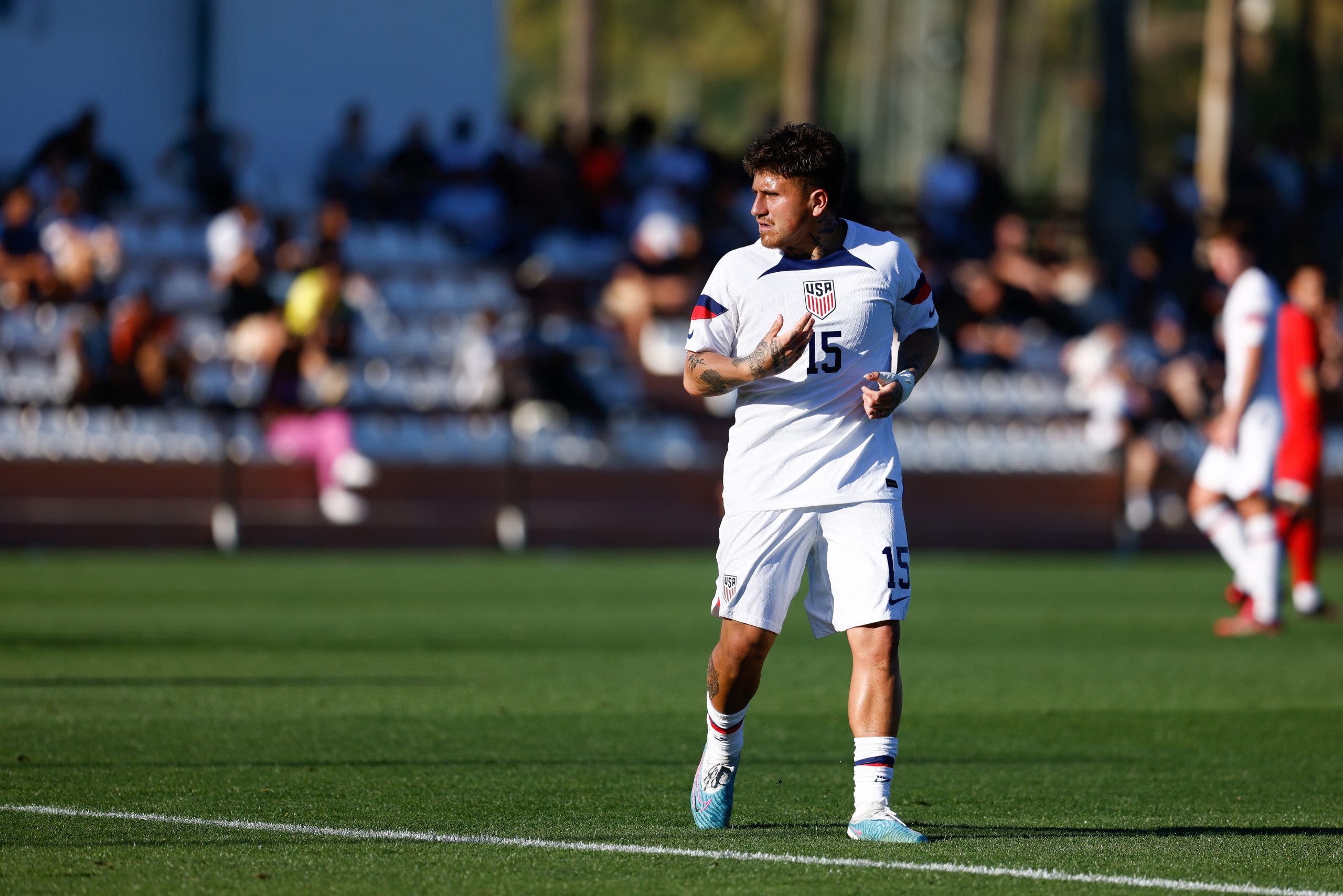 Diego Luna during a game between England and the U.S. U-20 team at Marbella Football Centre on March 25, 2023 in Marbella, Spain. (Photo by Oscar Barroso/ISI Photos/Getty Images)