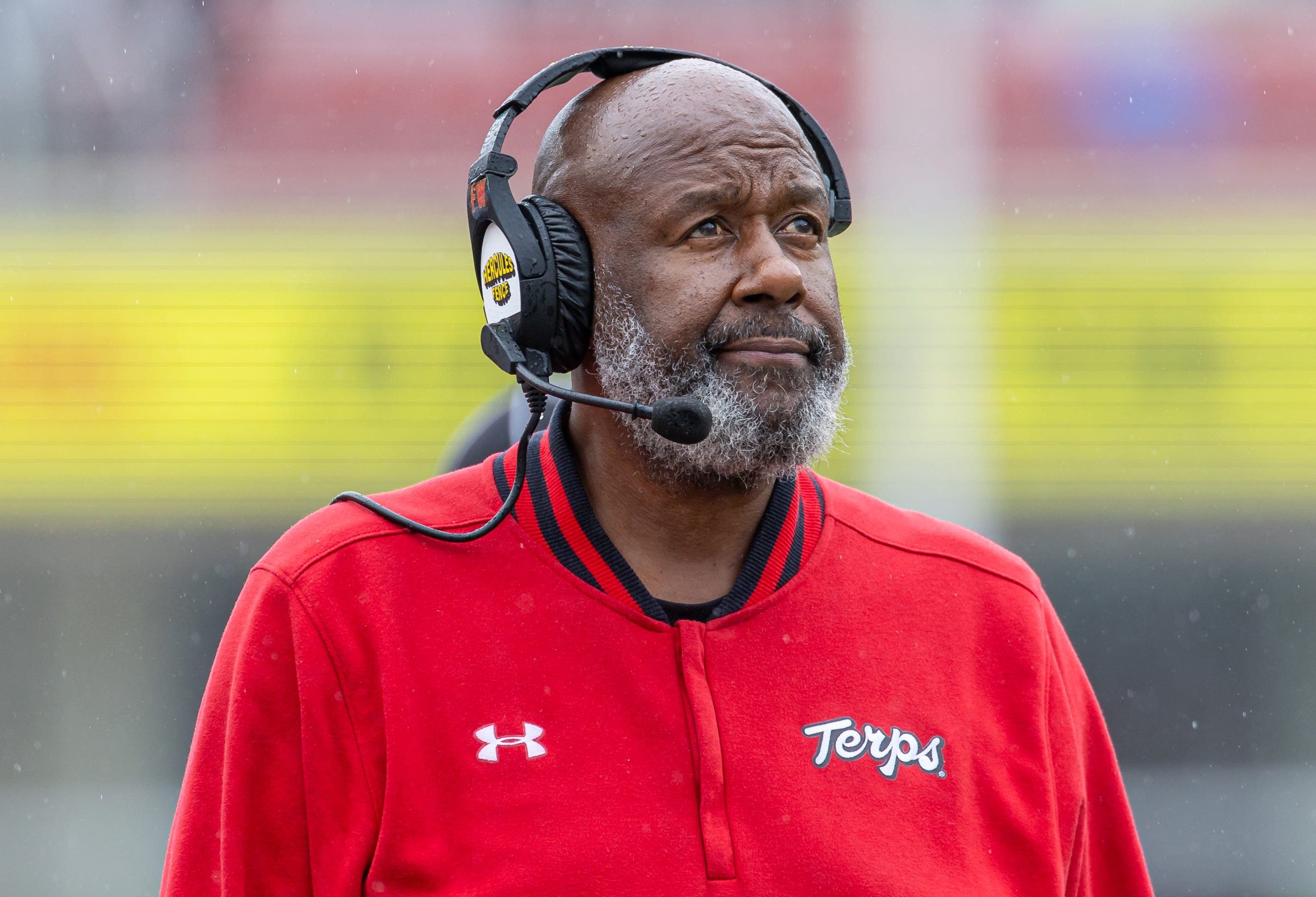 Maryland head coach Michael Locksley is seen during the game against the Indiana Hoosiers. (Photo by Michael Hickey/Getty Images)