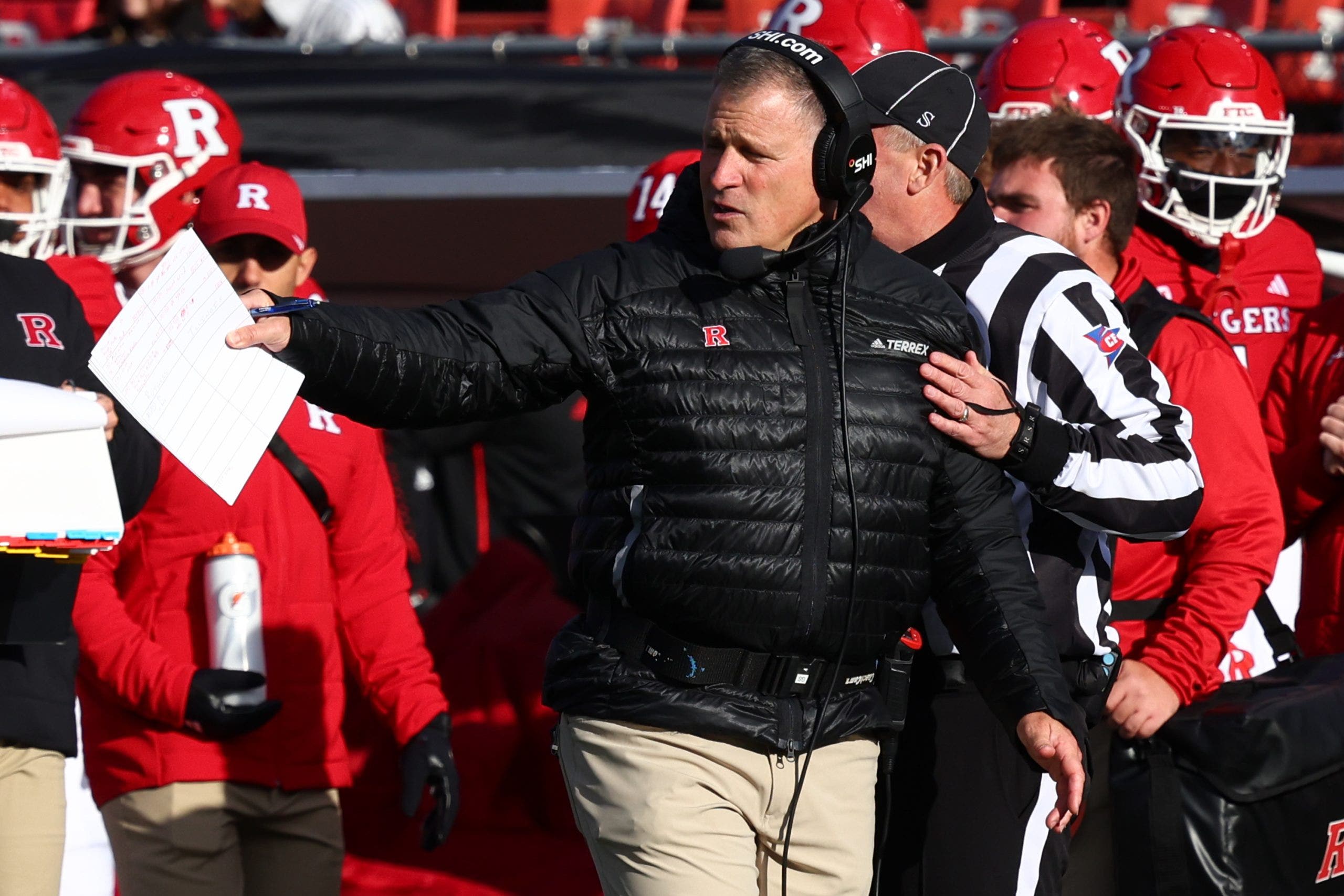 Rutgers head coach Greg Schiano during the second half of a game against llinois. (Photo by Ed Mulholland/Getty Images)