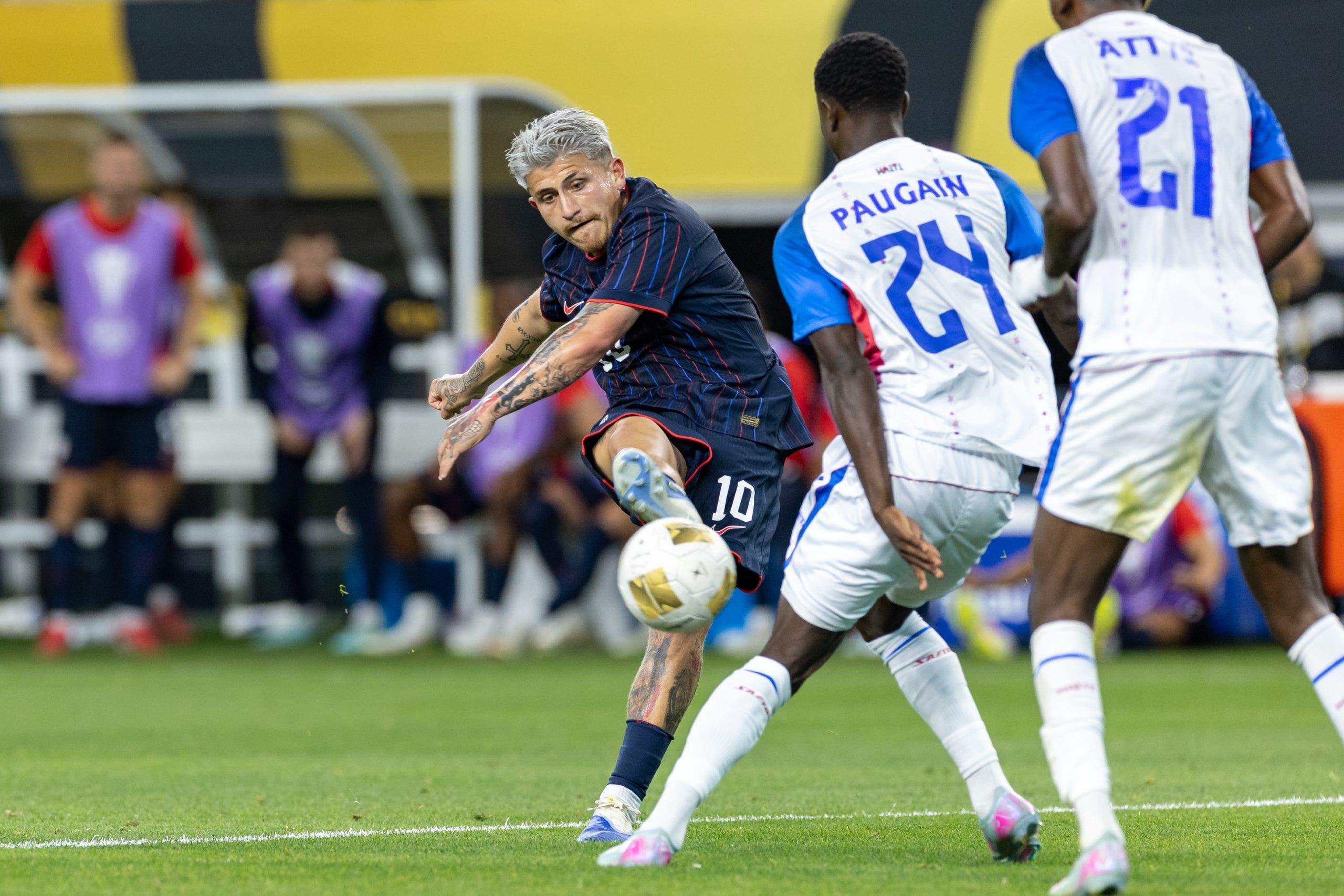 Diego Luna has become one of the breakout stars for the U.S. men's team. (Photo by Matthew Visinsky/Icon Sportswire via Getty Images)