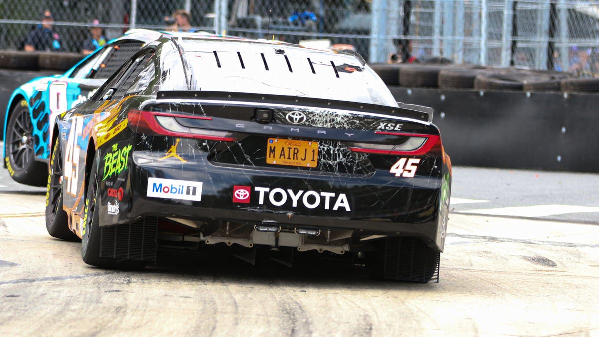 Talk about a vanity plate! Tyler Reddick's car featured an Illinois license plate referring to 23XI team co-owner Michael Jordan. Reddick was in the running late and finished third. (Photo by Ed McGregor/FOX Sports)