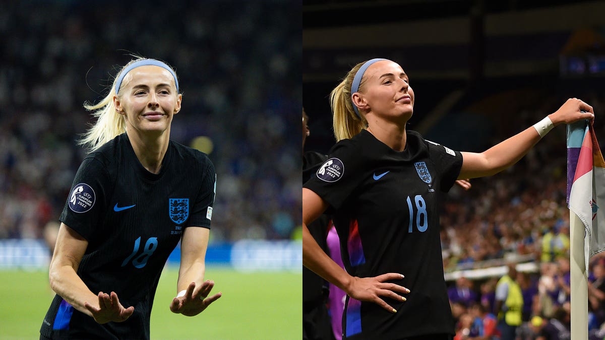 Chloe Kelly hit not one, but TWO iconic celebrations in England's win over Italy. (Getty Images)