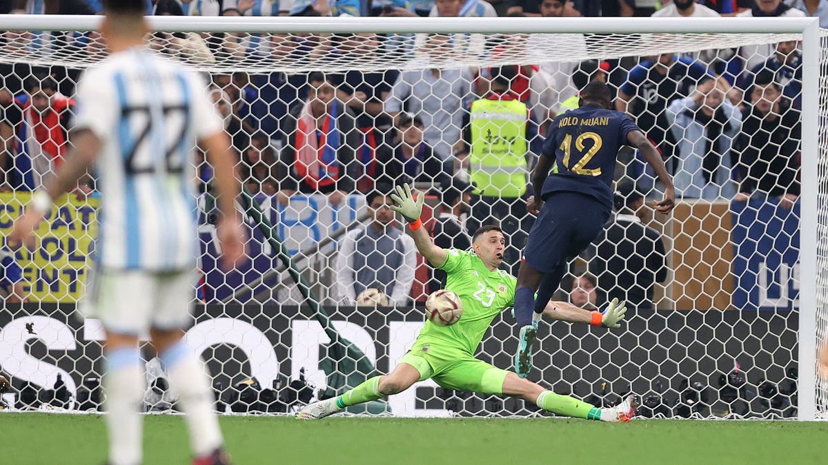 The most iconic save in World Cup history, with Emiliano Martinez ensuring Argentina didn't lose to France in the final seconds. (Photo by Julian Finney/Getty Images)