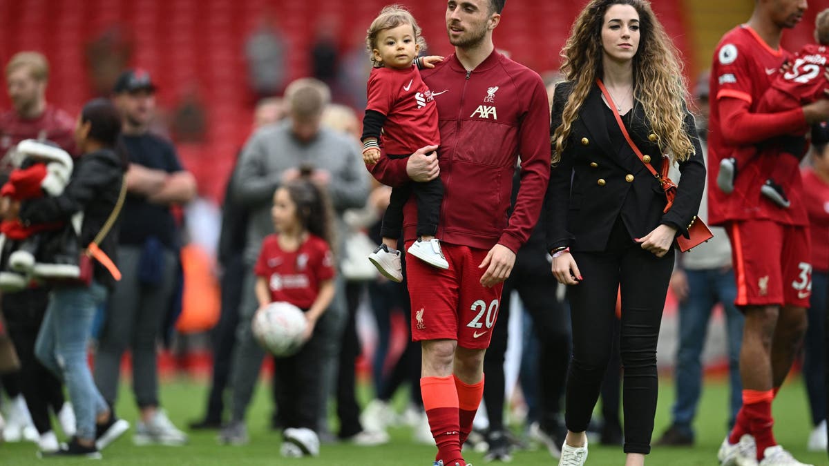 Diogo Jota leaves behind his wife, Rute Cardoso, and three children. (Photo by PAUL ELLIS/AFP via Getty Images)