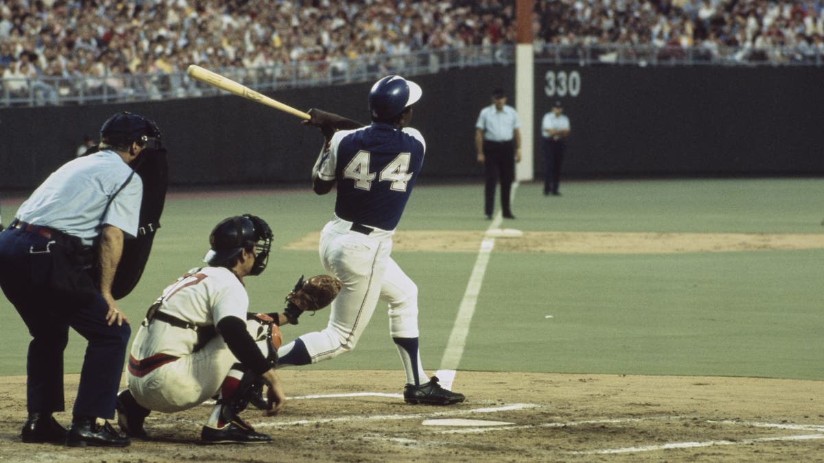 Henry Aaron is second in MLB history with 755 career home runs. (Photo by UPI Color/Bettmann Archive/Getty Images)