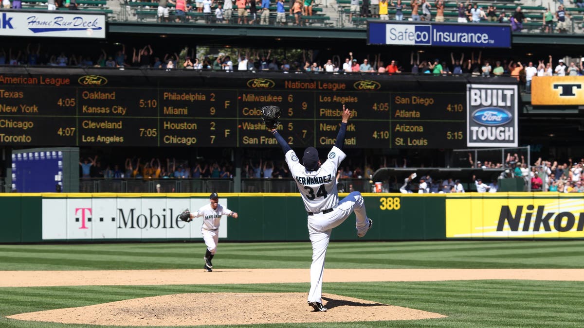 Felix Hernandez threw the second perfect game in Seattle in 2012. (Photo by Otto Greule Jr/Getty Images)