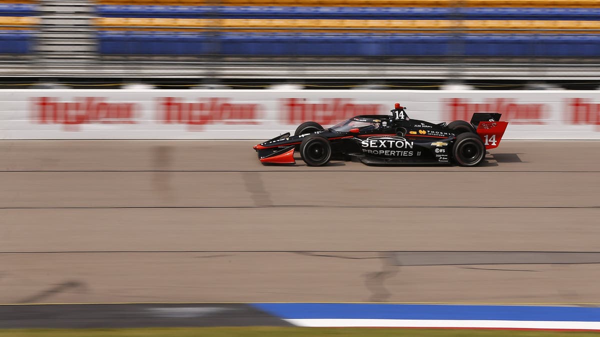 Santino Ferrucci during the warm up session prior to the start of the NTT INDYCAR Series Hy-Vee One Step 250 on July 23, 2023 at Iowa Speedway