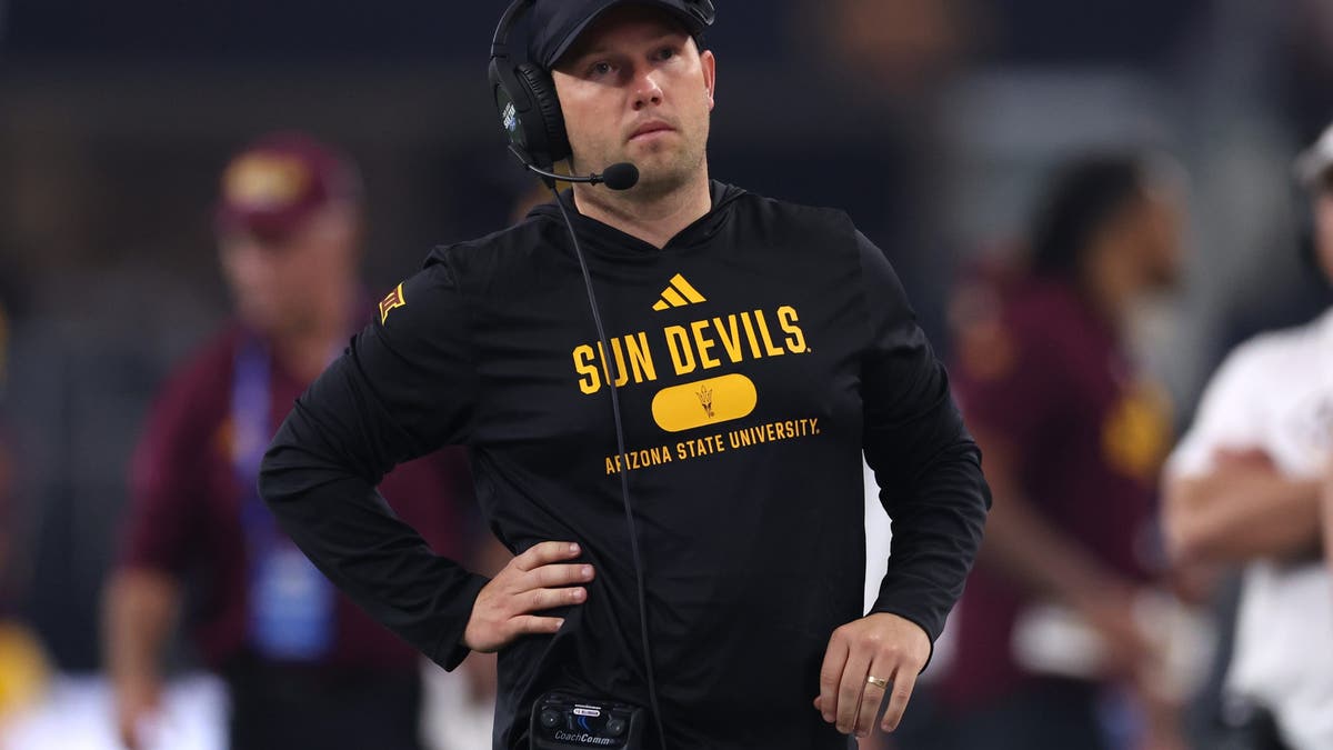 Arizona State head coach Kenny Dillingham looks on during the second quarter against Iowa State. (Photo by Sam Hodde/Getty Images)