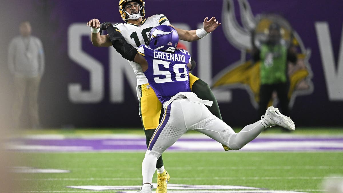 Even after another 12-plus-sack season, Vikings Pro Bowler Jonathan Greenard wasn't afraid to critique himself at the Pass Rush Retreat. (Photo by Stephen Maturen/Getty Images)