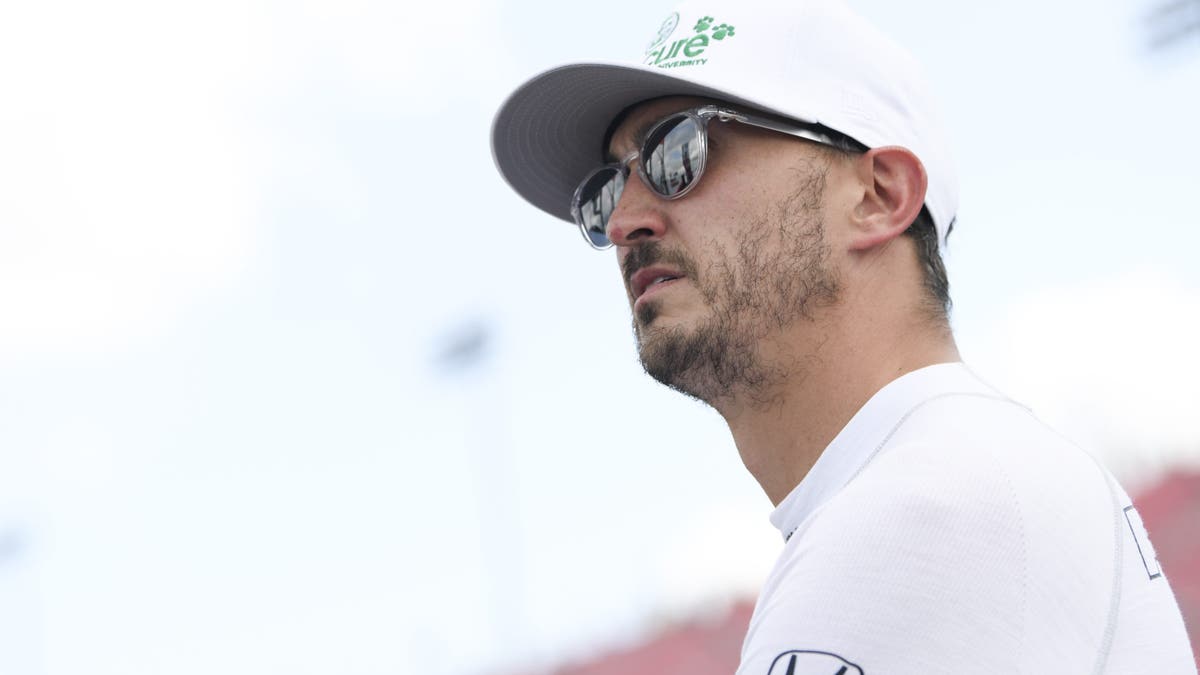 Graham Rahal looks on during qualifying for the NTT IndyCar Series Bommarito Automotive Group 500