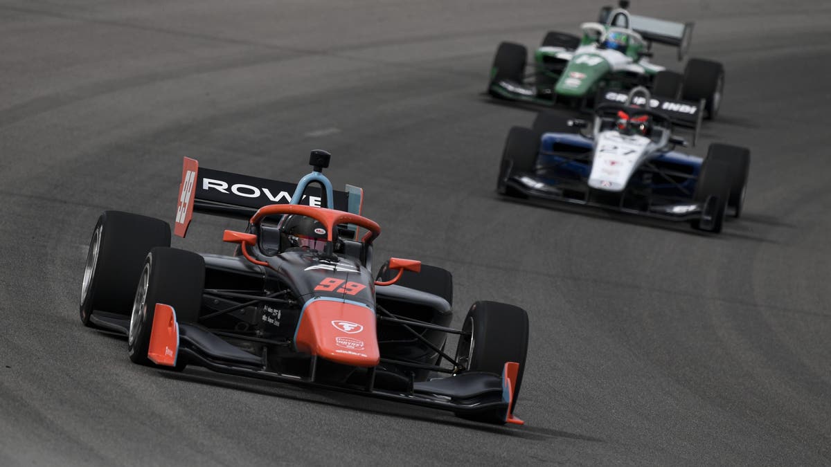 Myles Rowe (99) drives off of Turn 4 during the INDY NXT by Firestone Race on June 15, 2025, at World Wide Technology Raceway at Gateway in Madison, Illinois