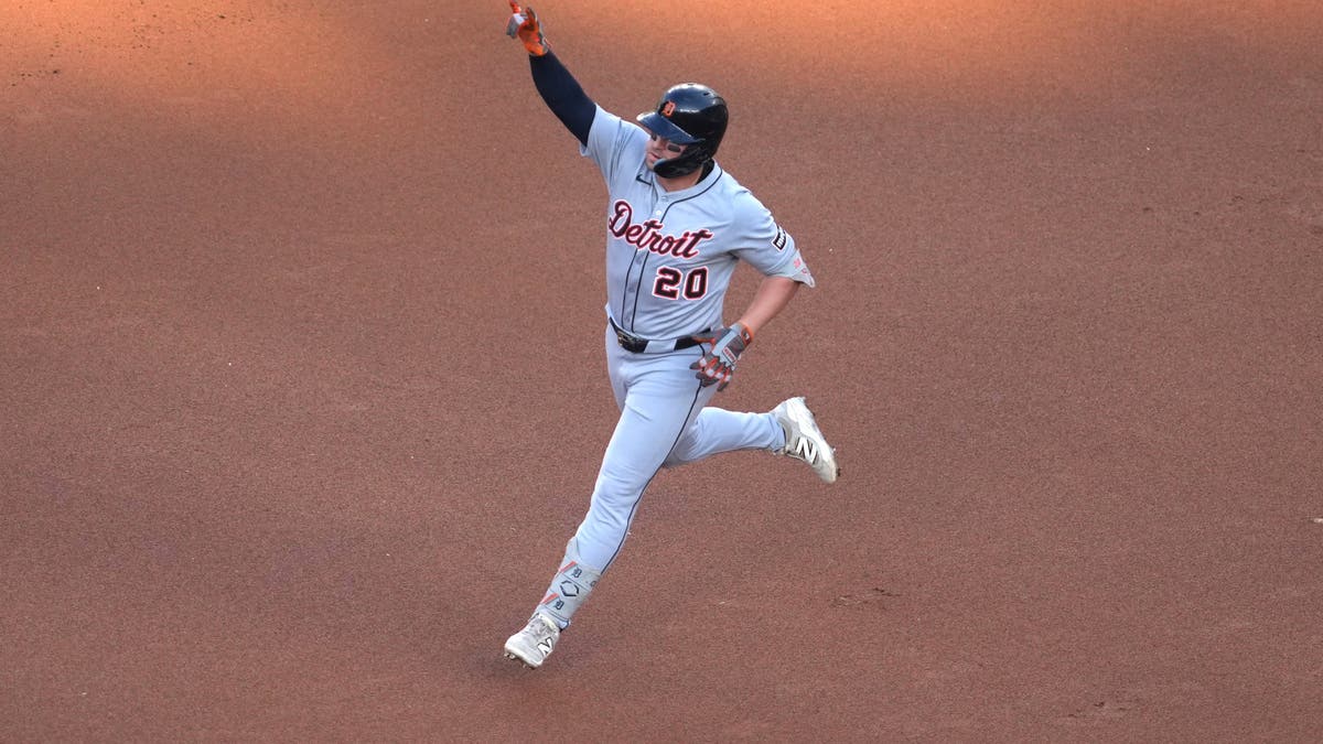 Drafted as a third baseman, Spencer Torkelson has played first base for the Tigers. (Photo by Mitchell Layton/Getty Images)