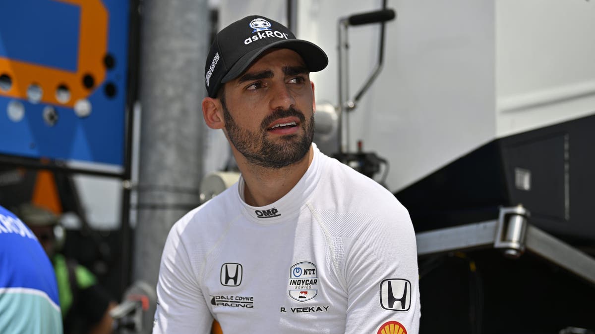 Rinus VeeKay looks on before the green flag