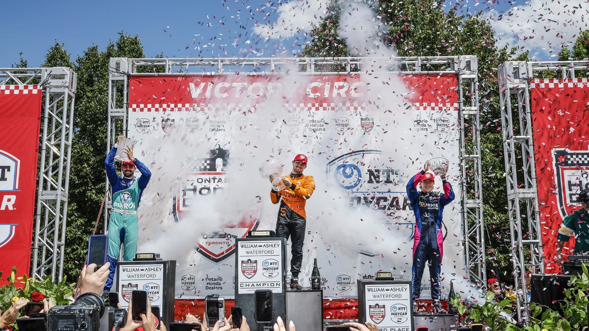 Pato O'Ward takes center podium after winning at Toronto